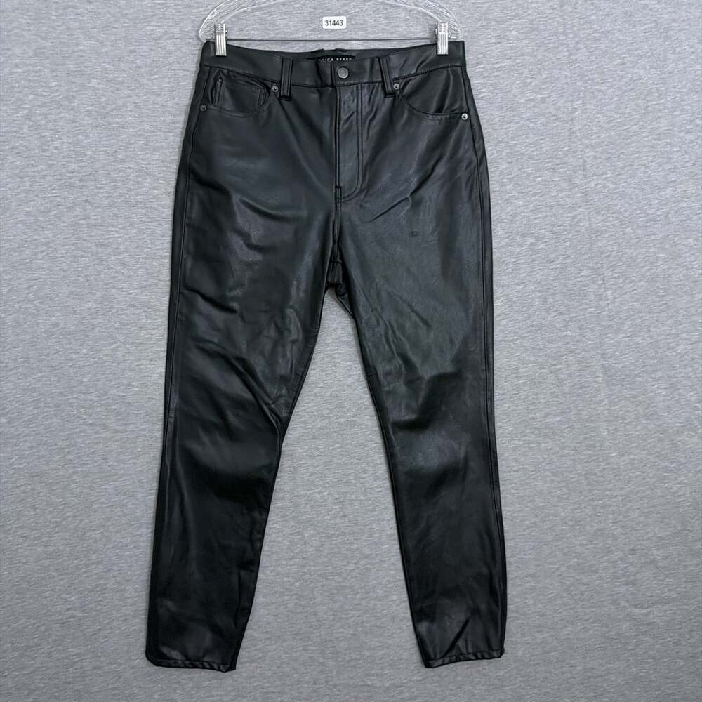 Veronica Beard Jeans Womens Size 32 Green Faux Leather Straight Pants